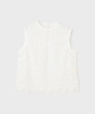 GRACE CONTINENTAL サークルレースノースリーブトップ ホワイト