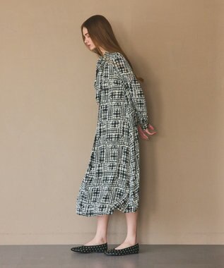 GRACE CONTINENTAL チェックプリントボウ付ワンピース キナリ