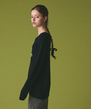 GRACE CONTINENTAL ビジューロゴニットトップ ブラック