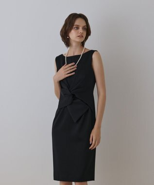 GRACE CONTINENTAL サテンクロスドレープワンピース ブラック