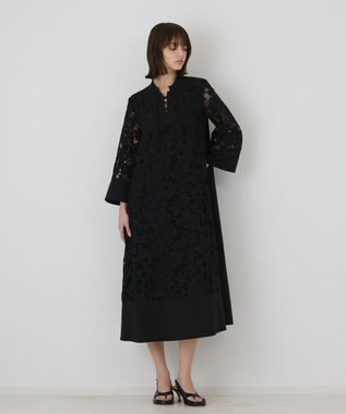 GRACE CONTINENTAL カットワークAラインワンピース ブラック