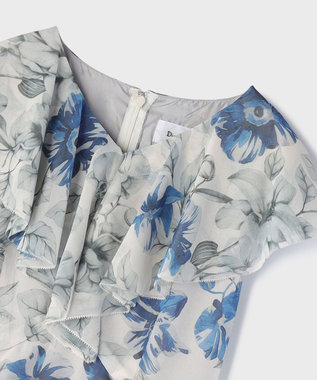 GRACE CONTINENTAL フラワープリントフリルワンピース ベージュ