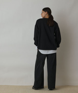 GRACE CONTINENTAL Catphoto裏毛トップ ブラック