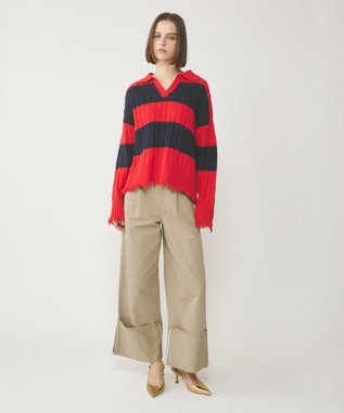 GRACE CONTINENTAL アランポロニットトップ レッド