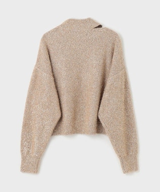 GRACE CONTINENTAL ラメフェザーニットトップ ベージュ