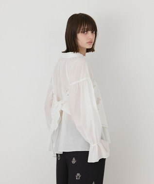 GRACE CONTINENTAL カットワークキャミ付カフタンブラウス ホワイト
