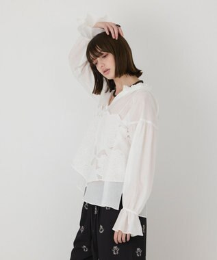 GRACE CONTINENTAL カットワークキャミ付カフタンブラウス ホワイト
