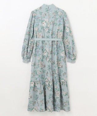 GRACE CONTINENTAL フラワー刺繍ボウタイワンピース ブルー