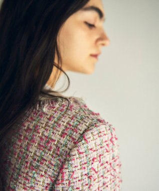 GRACE CONTINENTAL フリンジツイードジャケット ピンク