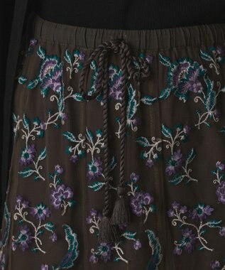 GRACE CONTINENTAL サラサ刺繍チュールスカート カーキ