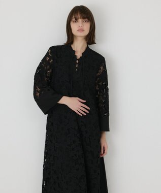 GRACE CONTINENTAL カットワークAラインワンピース ブラック