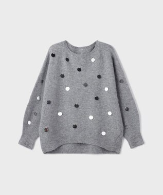 GRACE CONTINENTAL スパンコールニットトップ グレー