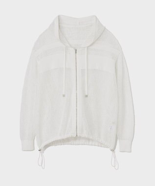 GRACE CONTINENTAL ボーダーメッシュフーディ ホワイト