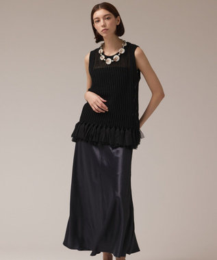 GRACE CONTINENTAL サテンバイアススカート ネイビー