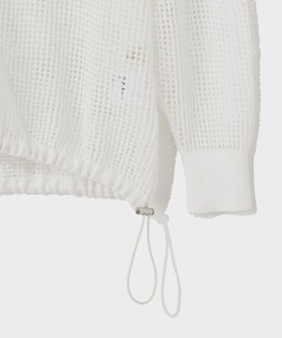 GRACE CONTINENTAL ボーダーメッシュフーディ ホワイト