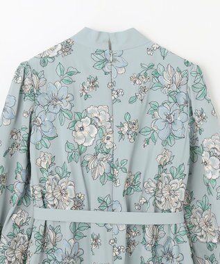 GRACE CONTINENTAL フラワー刺繍ボウタイワンピース ブルー