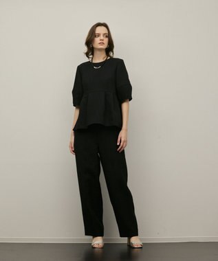 GRACE CONTINENTAL オーガンジージャガードトップ ブラック