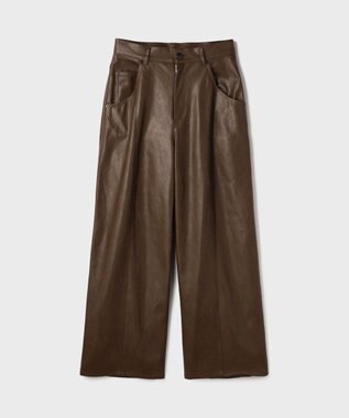 GRACE CONTINENTAL カーブフェイクレザーパンツ ブラウン