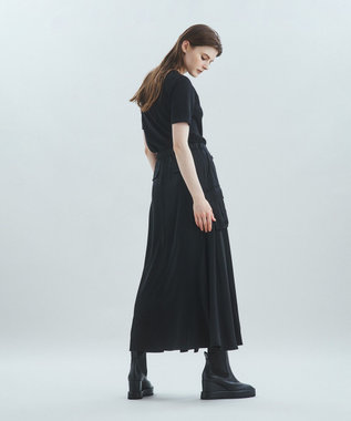 GRACE CONTINENTAL サテンミリタリーロングスカート ブラック