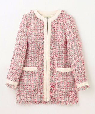 GRACE CONTINENTAL フリンジツイードジャケット ピンク