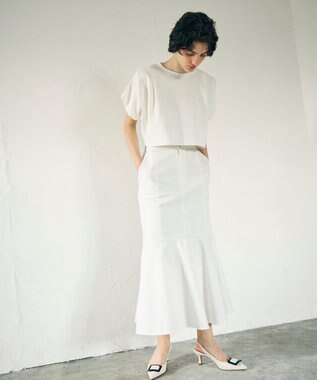 GRACE CONTINENTAL ミディマーメイドスカート ホワイト