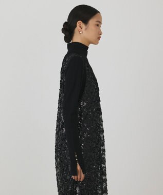 GRACE CONTINENTAL スパン刺繍メッシュワンピース ブラック