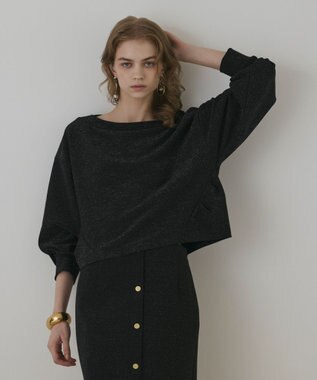 GRACE CONTINENTAL ラメカットトップ ブラック