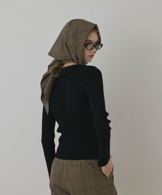 GRACE CONTINENTAL ハイゲージリブニットトップ ブラック