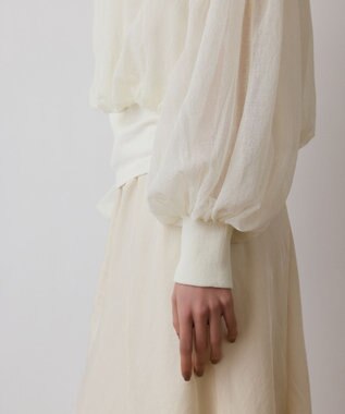 GRACE CONTINENTAL シアーニットバルーンジャケット ホワイト