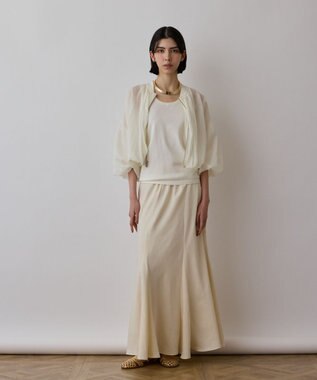 GRACE CONTINENTAL シアーニットバルーンジャケット ホワイト