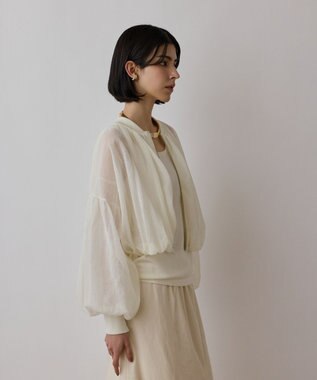 GRACE CONTINENTAL シアーニットバルーンジャケット ホワイト