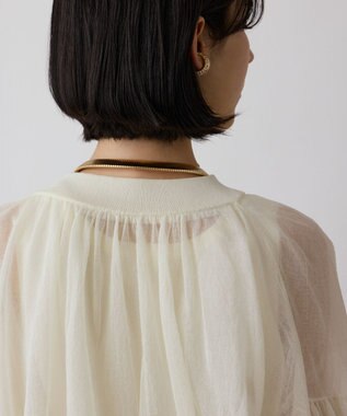 GRACE CONTINENTAL シアーニットバルーンジャケット ホワイト