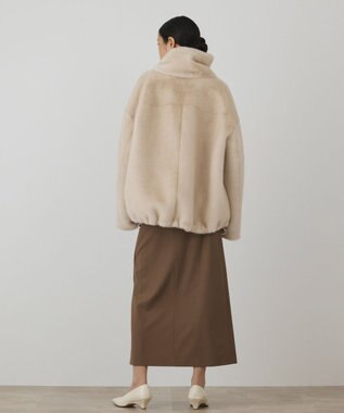 GRACE CONTINENTAL フェイクミンクストール付ジャケット ベージュ