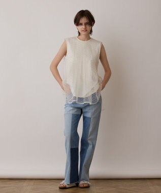 GRACE CONTINENTAL シアージャガードカットトップ ホワイト