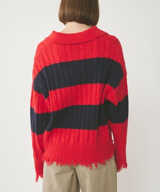 GRACE CONTINENTAL アランポロニットトップ レッド