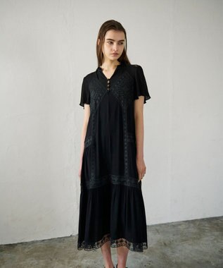 GRACE CONTINENTAL レースコンビカフタンワンピース ブラック