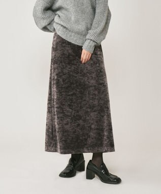 GRACE CONTINENTAL クラッシュベロアロングスカート チャコール
