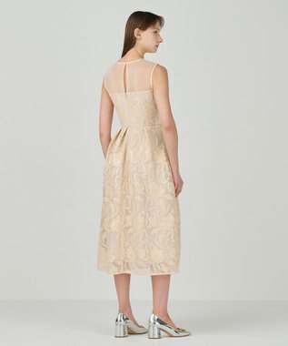 GRACE CONTINENTAL スパンコールエンブロイダリードレス ベージュ