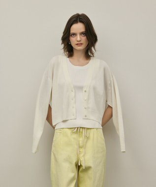 GRACE CONTINENTAL スリーブスリットニットカーディガン ホワイト