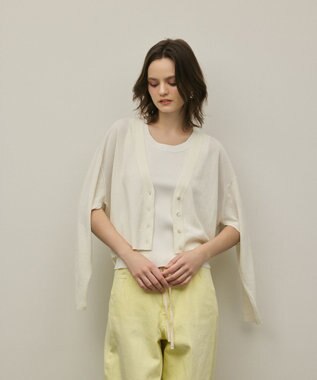 GRACE CONTINENTAL スリーブスリットニットカーディガン ホワイト