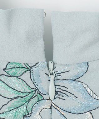 GRACE CONTINENTAL フラワー刺繍ボウタイワンピース ブルー