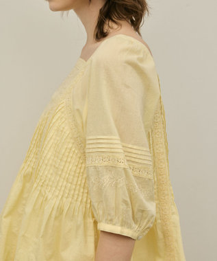 GRACE CONTINENTAL レースコンビピンタックブラウス イエロー