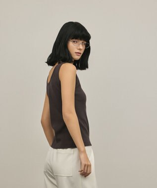 GRACE CONTINENTAL テレコノースリーブトップ ブラウン