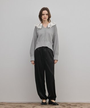 GRACE CONTINENTAL マットサテンバレルパンツ ブラック