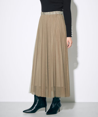 2023aw GRACE CONTINENTALフェザーチュールプリーツスカート チュールフリルスカート / GRACE CONTINENTAL | GRACE