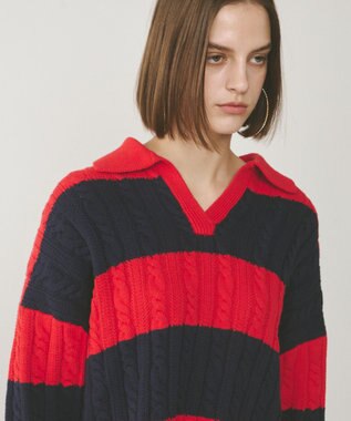 GRACE CONTINENTAL アランポロニットトップ レッド