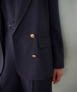 GRACE CONTINENTAL 麻調バックギャザージャケット グレー