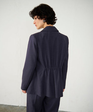 GRACE CONTINENTAL 麻調バックギャザージャケット グレー