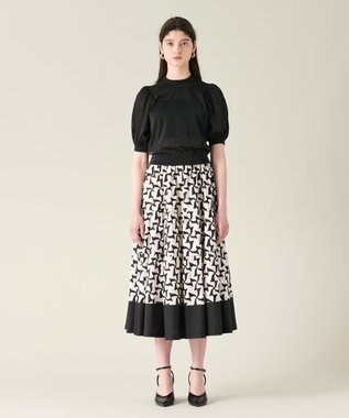 GRACE CONTINENTAL ラメシアーパフニットトップ ブラック