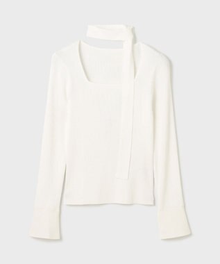 GRACE CONTINENTAL ボウタイリブニットトップ ホワイト